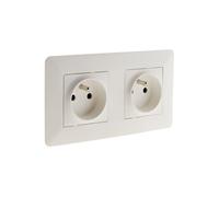 - Lot de 10 doubles prises précâblées 2P+T 16A - blanc
