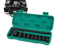 Lot de 10 douilles à six pans creux | Kit de montage de vis métriques et de filetage | Jeu de clés à cliquet | 10 pièces portables pour vis, filetage, montage, démontage, voiture, mécanique