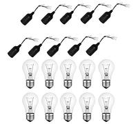 Lot de 10 douilles de rénovation E27 noir avec pince à enficher + 11 W/42 W/60 W LED/halogène/ampoule à incandescence (douilles + 10 ampoules à incandescence 60 W)
