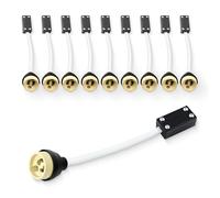 Lot de 10 douilles GU10 avec bornes + boîtier, base céramique, câble silicone 15 cm gainé blanc, 250 V, pour LED et halogène, spots encastrés