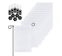 Lot de 10 drapeaux de jardin vierges à sublimation - 30,5 x 45,7 cm - En polyester - Avec clip anti-vent et bouchon - Pour décoration de jardin ou de cour