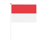 Lot de 10 drapeaux indonésiens portatifs 14 x 21 cm - Petits drapeaux sur bâtons de bois avec dessus de lance - Mini drapeau pour défilés, élections, événements patriotiques