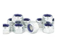Lot de 10 - Écrou frein Nylstop hexagonal autobloquant M14 avec nylon DIN 985 classe 8 zingué