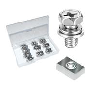 Lot de 10 écrous et boulons de borne de batterie de moto, vis hexagonales pour VTT, scooter, moto, quad M6 x 12 mm