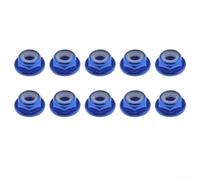 Lot de 10 écrous hexagonaux à bride de 4 mm fabriqués en alliage d'aluminium léger avec insert en nylon pour une résistance fiable aux vibrations (bleu)