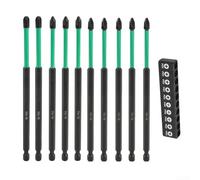 Lot de 10 embouts cruciformes pour impact - Antidérapants - Phosphatés - Noir - Avec base pour perceuse électrique - Kit d'outils de fixation de construction d'atelier (150 mm)