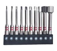 Lot de 10 embouts de tournevis hexagonaux H1,5-H10 mm couple élevé 65 mm 100 mm Tige étendue pour outils électriques (65 mm)