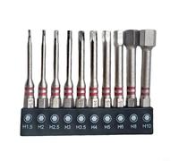 Lot de 10 embouts hexagonaux industriels avec anneau rouge pour couple élevé, antidérapant et résistant à la rouille en acier de qualité supérieure avec revêtement noir, tige de 6,35 mm pour visseuse