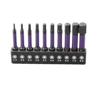 Lot de 10 embouts hexagonaux professionnels H1,5 pour H2 pour H2,5 H3 H3,5 H4 H5 H6 H7 H8 avec étui de rangement 50 mm de long tige magnétique pour outils électriques
