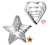 Lot de 10 emporte-pièces en forme de cœur et d'étoile en forme d'étoile en acier inoxydable pour décoration de gâteaux, formes de biscuits pour la Saint-Valentin, l'anniversaire