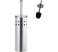 Lot de 10 ensembles de toilettes ronds, porte-brosse de toilettes, brosse de toilettes remplaçable, modèle sur pied, en acier inoxydable, argent/noir
