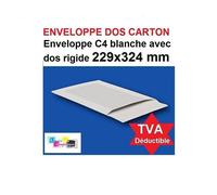 Lot de 10 enveloppe BLANCHE, pochette DOS CARTON rigide C4 229 X 324 poche, sac rigide pour envoi sans plier. l'enveloppe est