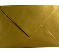 Lot de 10 enveloppes colorées C5 pour cartes de vœux A5, invitations de mariage, travaux manuels, 162 x 229 mm (doré métallique)