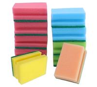 Lot de 10 éponges à vaisselle anti-rayures, éponges de nettoyage, de cuisine, double face, à récurer, avec non-tissé et poignée creuse (multicolore, 10 x 7 x 4,5 cm)