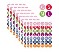 Lot de 10 feuilles/350 étiquettes autocollantes rondes colorées pour vêtements de 2,5 cm pour vente au détail de t-shirts, pantalons, jupes, chaussures (XS, S, M, L, XL, XXL, XXXL)