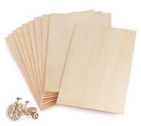 Lot de 10 feuilles de contreplaqué, 300 x 200 x 1,6 mm, feuilles de tilleul brut pour modélisme de bois, artisanat, peinture, gravure, pochoir, décoration d'intérieur