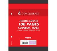Lot de 10 Feuillets mobiles 17x22cm 100p 80g rose