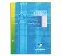Lot de 10 Feuillets mobiles, Format 17 x 22 cm, 100 pages, grands carreaux blancs, 90g - Sous étuis carton - G