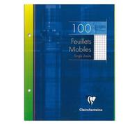 Feuillets mobiles sous étui 17x22 cm 100 pages perforées 2 trous petits carreaux