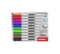 Kores - Marqueurs pour tableau blanc K-Marker, pointe fine, effaçable à sec, 10 couleurs assorties