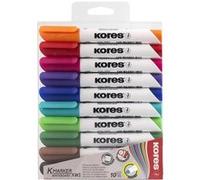 Kores - Marqueur tableau blanc K-Marker XW1 - Pointe ogive - Effaçable à sec - 10 couleurs