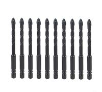 Lot de 10 forets en carbure de tungstène de 6 mm pour carrelage, ouvre-trous à tête cruciforme pour verre, céramique, marbre, brique, miroirs à tige hexagonale avec guide de refroidissement à eau