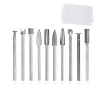 Lot de 10 forets pour sculpture sur bois compatibles avec Dremel et outils rotatifs, tige de 0,3 cm, accessoires de sculpture sur bois pour le travail du bois, le perçage, la gravure, la micro