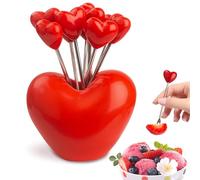 Lot de 10 fourchettes à fruits en acier inoxydable et 1 support Love Fourchettes à fruits, fourchettes à dessert, fourchettes à salade