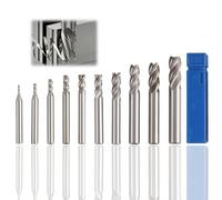 Lot de 10 Fraises à Tige HSS pour CNC, 4 Dents, Diamètres 2 à 12 mm, Fraise de Précision pour Métal, Aluminium, Bois, Plastique et Alliages, Coupe Rapide et Durable pour Fraiseuse