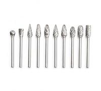 Lot de 10 Fraises Carbure de Tungstène, Tige 3mm pour Dremel | Gravure Sculpture Bricolage, Polissage Métaux et Bois, Formes Variées, Compatible Outil Rotatif CNC, Double Coupe
