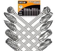 Lot de 10 fraises en carbure compatibles avec l'outil rotatif Dremel - 10 pièces - Râpe rotative avec tige de 0,3 cm et tête de meulage de 0,6 cm - Accessoires pour bricolage, travail du bois,