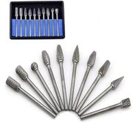 Lot de 10 fraises rotatives en carbure de tungstène, tête de meulage pour outils rotatifs Dremel, meuleuse et travail du bois, grav