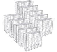 Lot de 10 Gabions 100 x 50 x 30 cm Parterre en acier galvanisé Panier gabion Clôture Jardinière à gabion SONGMICS