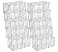 Lot de 10 Gabions 100 x 50 x 50 cm métalliques Déco jardin Clôture Décorative Jardinière Parterre SONGMICS