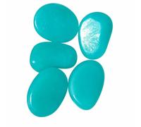 Lot de 10 galets lumineux décoratifs de 4,5 cm, phosphorescents, pour jardin ou aquarium - Bleu clair