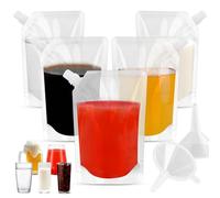 Lot de 10 gourdes de voyage avec entonnoir, pochettes à alcool réutilisables pour adultes, sacs à alcool dissimulables en plastique (bouche oblique, 1 000 ml)
