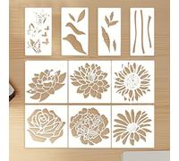 Lot de 10 grands pochoirs de peinture, pochoirs muraux réutilisables, pochoirs décoratifs floraux avec design facile à utiliser et à pour la maison et les projets artistiques intérieurs ou