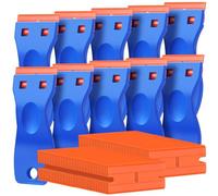 Lot de 10 grattoirs de rasoir avec 100 lames en plastique, outil de raclage de lame de rasoir en plastique, grattoir de nettoyage pour enlever les étiquettes et autocollants sur les vitres de voiture