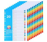 Lot de 10 Intercalaires Classeur A4 en Plastique,20 Onglets Numérotées A-Z | Intercalaire Alphabétique