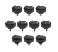 Lot de 10 interrupteurs à bascule ASW-20D avec LED, 30 A, 12 V, 3 broches, diamètre d'encastrement 12 mm, ABS ignifuge, rouge/vert/bleu, pour voiture, bateau, industrie (bleu)