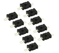 Lot de 10 interrupteurs à bouton-poussoir, interrupteur de lampe de poche, interrupteur autobloquant, 1,5 A 250 V, compact 18 x 12 mm, métal et plastique, pour réparation électronique à faire soi-même