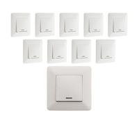 Lot de 10 interrupteurs va et vient + voyant 10A - blanc - Artezo - Zenitech