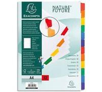 Lot de 10 Jeux d'intercalaire 12 positions en carte blanche 170g, onglets Mylar®. Format A4