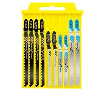Lot de 10 lames de scie sauteuse en acier HSS - Pour bois et métal - Accessoires professionnels - Compatible avec Bosch, Makita, Festool - Coupes précises courbes et droites - Étui rigide robuste