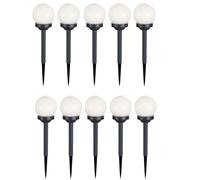 Lot de 10 lampes solaires d'extérieur LED Boule Design Lampe enfichable de jardin Lampe d'allée avec interrupteur Lampe de jardin Boule, LED blanc chaud
