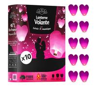 Lot de 10 Lanterne Volante en forme de coeur 60 x 120 cm - 10x Lanterne Chinoise Volante Rose - Lanterne Papier idéal pour soirée