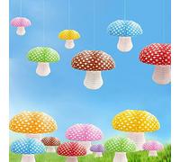Lot de 10 lanternes en papier champignon Thème jungle 3D pour fêtes prénatales, chambres d’enfants et jardins