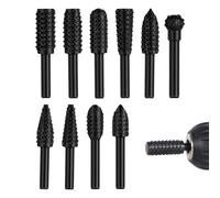 Lot de 10 limes rotatives à râpe - Outils de coupe et de perçage - Embout de râpe rotative pour bois de 6,35 mm - Pour polissage, atelier, maison, travail des métaux