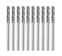 Lot de 10 limes rotatives en carbure de type C, tige de 3 mm, fraises pour acier, acier inoxydable, aluminium et cuivre, longueur 38 mm, pour fraisage et polissage