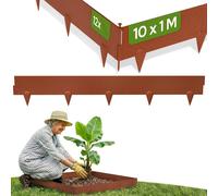 Lot de 10 m de bordure de pelouse en acier Corten AREBOS – Bordure métallique flexible pour parterres et pelouses, hauteur 10 cm, résistante aux intempéries, bordure de pelouse durable, accessoire de 